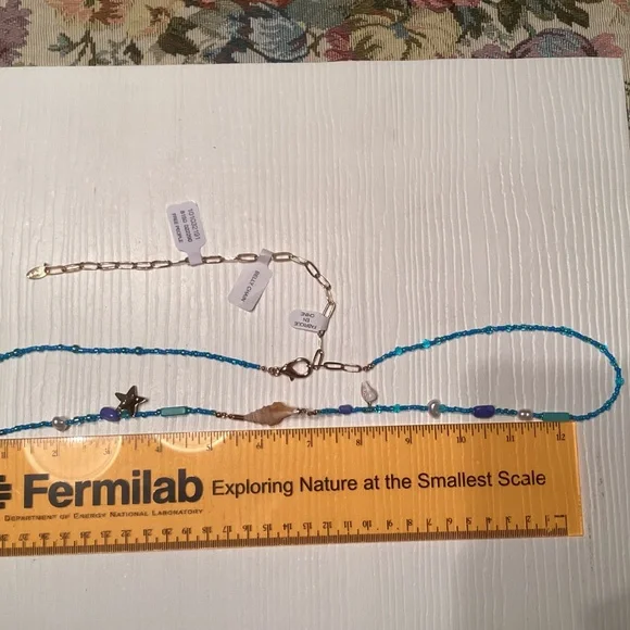 Free People Lyrical Belly Chain Blue NWT Charm Necklace Bohemian Layering Charms - Picture 6 of 7